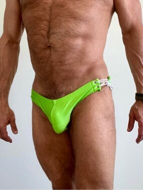 Men's Neon Green Lace-Side Swim briefs